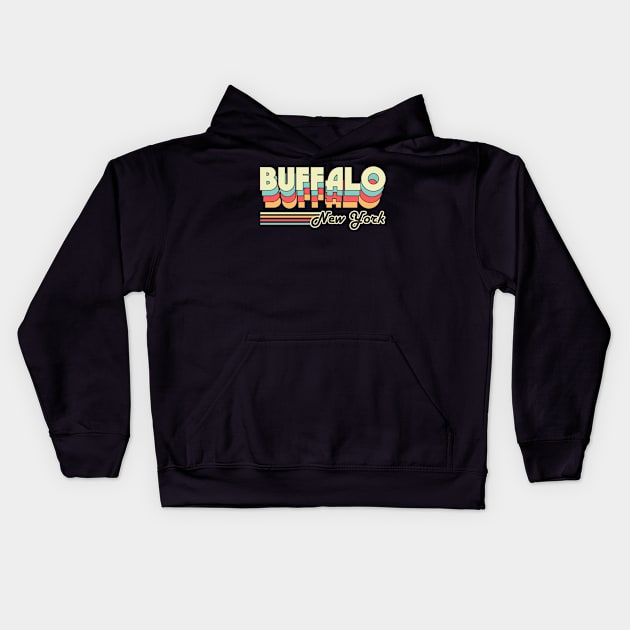 Buffalo town retro Kids Hoodie by SerenityByAlex